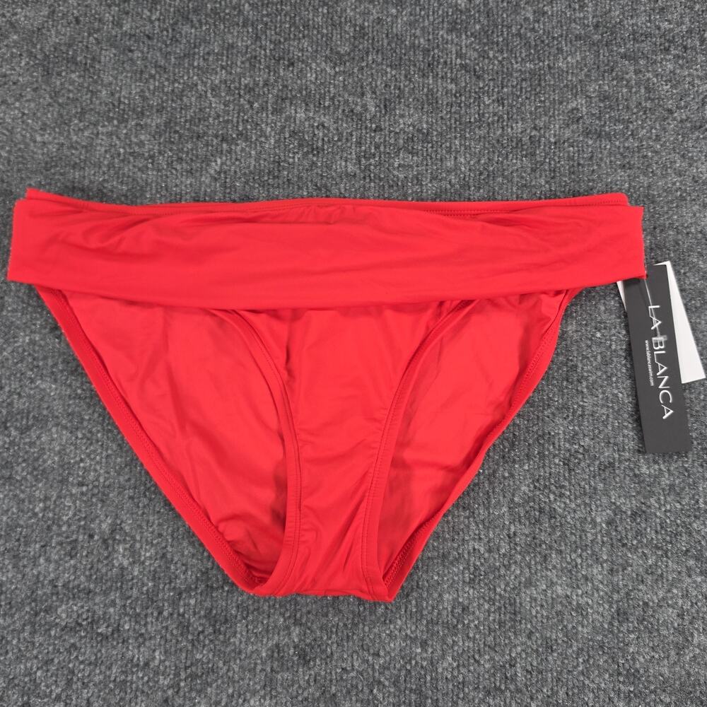 La Blanca Women's Size 12 Red Tummy Control Ruched Bikini Bottom Swimwear